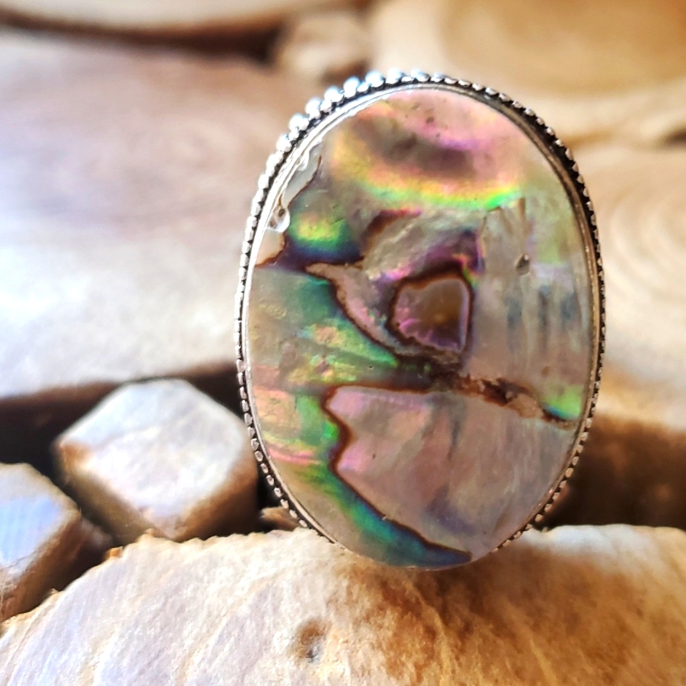 New Abalone Shell 925 Silver Ring.